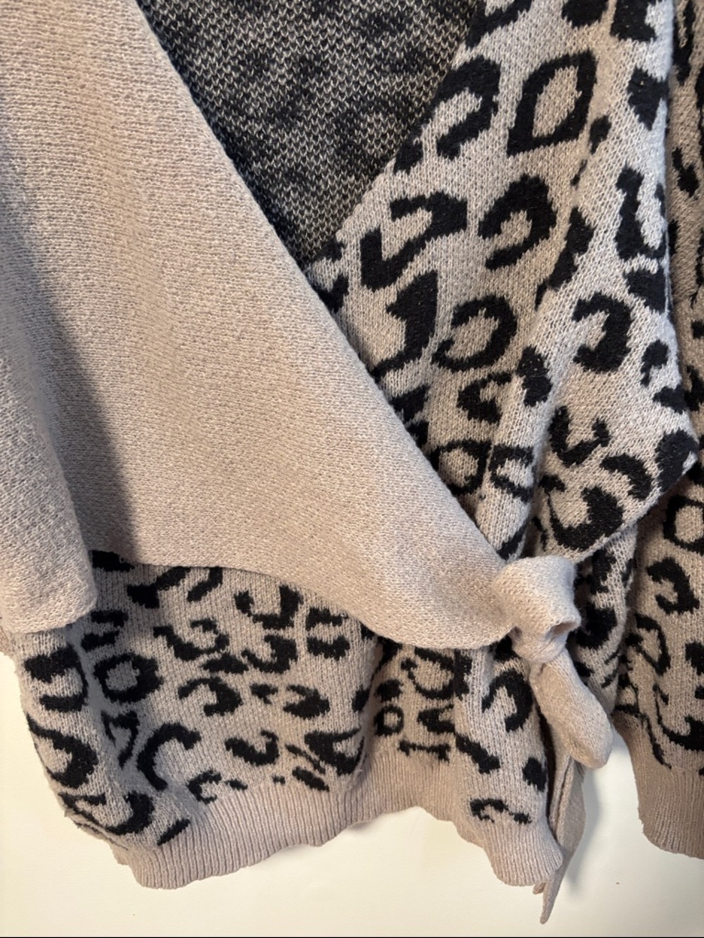 SHEIN Beige and Black Leopard Wrap Cardigan with Side Tie - Picture 4 of 5